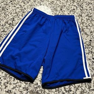 Blue and white adidas shorts